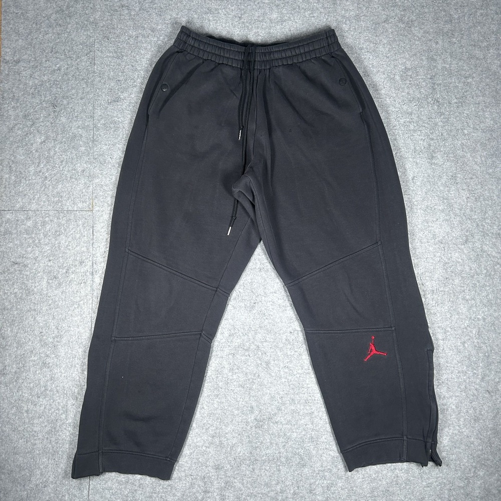 Vintage Jordan Sweatpants Mens Large Black Y2K Jumpman Ankle Zip Fleece Baggy